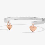 Joma Jewellery Bracelet Bar Silver and Rose Gold Heart Bracelet