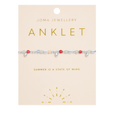 Multi Stone Anklet In Silver Plating By Joma Jewellery