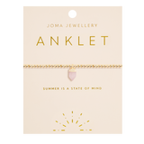 Rose Quartz Crystal Anklet In Gold Plating By Joma Jewellery