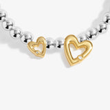 Joma Jewellery Boxed A Little 'Thank You' Silver & Gold Plated Bracele featuring heart charms and metallic beads.
