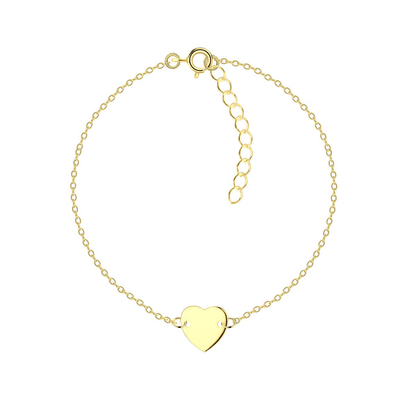 Sterling Silver Gold Plated Heart Bracelet with Gift Wrap