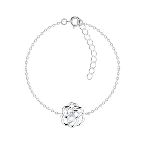 Sterling Silver Rose Flower Bracelet with Gift Wrap