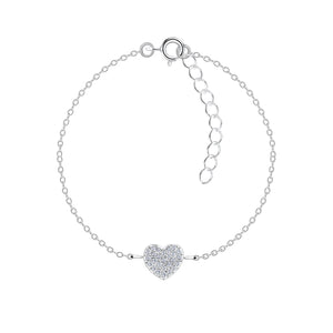 Sterling Silver Heart White  Bracelet with Gift Wrap