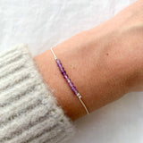 Ophelia Jewellery - Amethyst Silk Bracelet: Gold filled beads