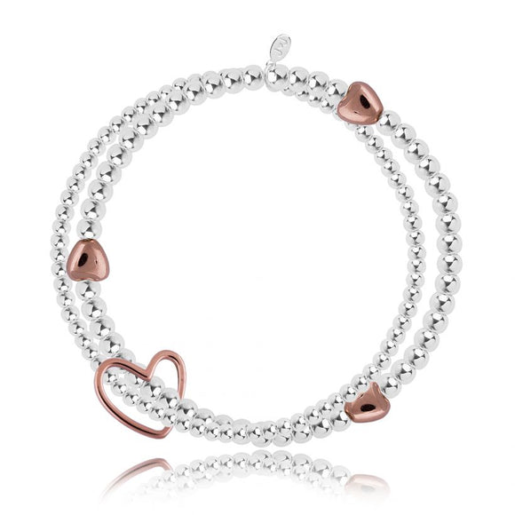 Joma Jewellery Lila Silver and Rose Gold Heart Double Strand Bracelet - Gifteasy Online