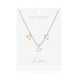 JOMA JEWELLERY Florence Heart Necklace Silver Rose Gold 46cm + 5cm Extender Necklace 4448 - Gifteasy Online