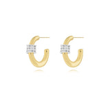 Joma Jewellery  Statement Earrings Pave Detail Hoop Earrings Silver and Gold - Gifteasy Online