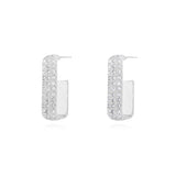 Joma Jewellery   Statement Earrings Pave Rectangle Hoop Earrings in Silver Silver - Gifteasy Online