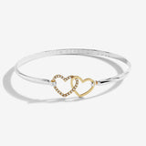 Joma Jewellery Bracelet Bar Silver and Gold Heart Bangle