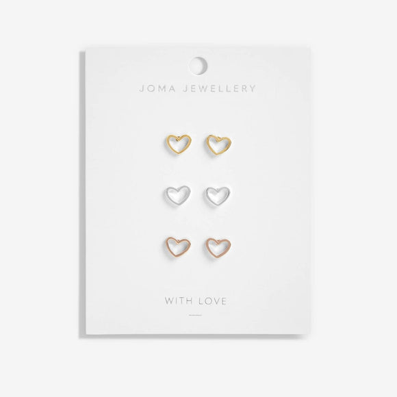 Florence Heart Trio Earrings By Joma Jewellery