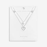 Lila  Hearts Layered Necklace By Joma Jewellery