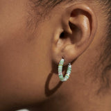 Joma Jewellery Summer Solstice Silver and Green Beaded Hoop Earrings