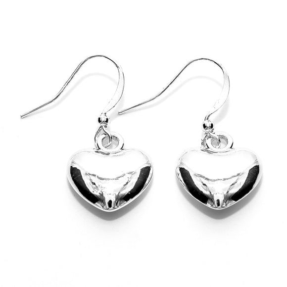 Life Charms Puffed Heart Silver Hook Earrings - Gifteasy Online