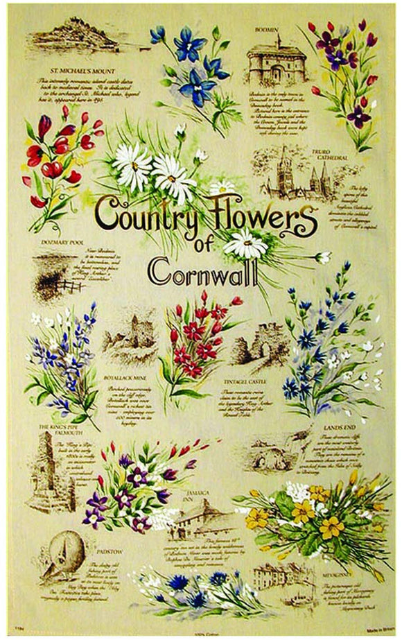 Stow Green Country Flowers of Cornwall Tea Towel - Gifteasy Online