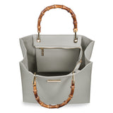 Katie Loxton HANDBAG - AMELIE BAMBOO - handbag with bamboo handle - grey - 30.5x31x13cm - Gifteasy Online