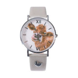 Wrendale Designs Cow Watch - Grey Vegan Leather Strap - Gifteasy Online