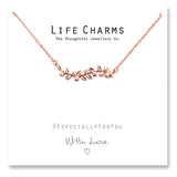 Life Charms Pretty Rose Gold Crystal CZ Leaves Necklace - Gifteasy Online