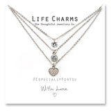Life Charms Beautiful 3 Layer CZ Crystal Heart Necklace - Gifteasy Online