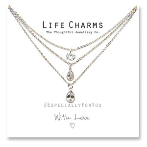 Life Charms 3 Layer CZ Crystal Necklace - Gifteasy Online