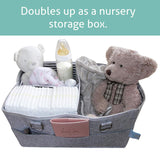 Edelweizz Sustainable Grey Felt Baby Nappy Caddy Bag and Nappy Storage Holder. Baby Travel Bag and Nursery Organiser - Gifteasy Online