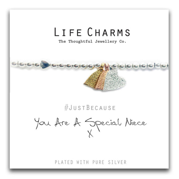 Life Charms Special Niece Textured Heart Bracelet - Gifteasy Online
