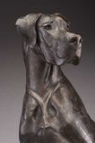 Great Dane Dog Sitting Solid Hot Cast Bronze Sculpture Signed by Louise Peterson - Gifteasy Online