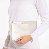 Katie Loxton Perfect Pouch Soft Pebble Metallic Silver - Gifteasy Online