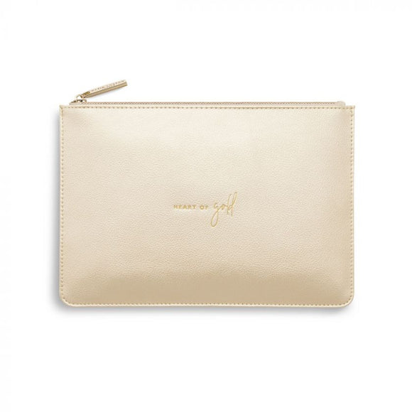 Katie Loxton  Perfect Pouch | Heart Of Gold | Metallic Champagne - Gifteasy Online