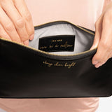 Katie Loxton Secret Message Pouch | Always Shine Bright | Black - Gifteasy Online