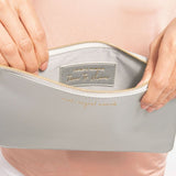 Katie Loxton Secret message Pouch Metallic Silver - Gifteasy Online