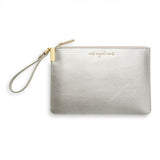 Katie Loxton Secret message Pouch Metallic Silver - Gifteasy Online