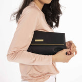 Katie Loxton   Alise Soft Pebble Fold Over Clutch | Black - Gifteasy Online