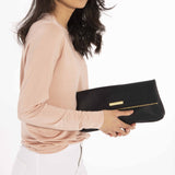 Katie Loxton   Alise Soft Pebble Fold Over Clutch | Black - Gifteasy Online