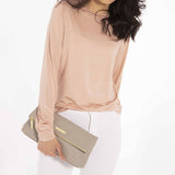 Katie Loxton  Alise Soft Pebble Fold Over Clutch | Stone - Gifteasy Online