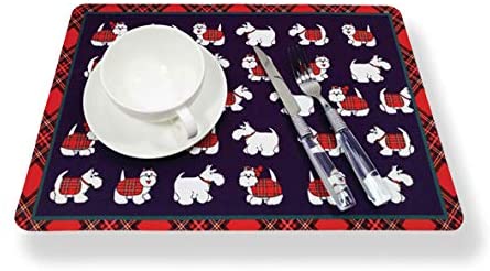 D & C Tartan Terrier Fabric Placemat Set 4 - Gifteasy Online