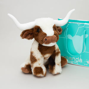 Jomanda Texas Longhorn Highland Cream Small Brown Cow Plush Toy 18cm