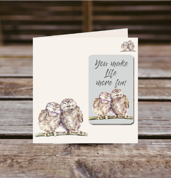 Field and Fur Gifts - OWL , Fridge Magnet greetings card