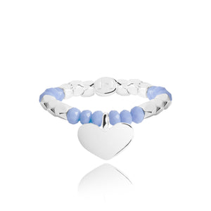 Joma Jewellery Harlow Silver Ring with Pale Blue Beads