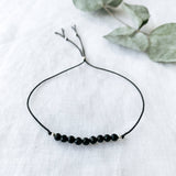 Ophelia Jewellery - Black Onyx Silk Bracelet: Gold filled beads