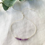 Ophelia Jewellery - Amethyst Silk Bracelet: Gold filled beads