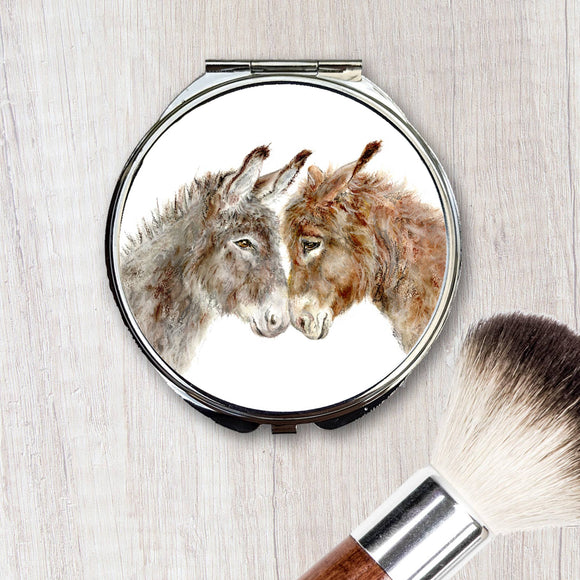 Field and Fur Gifts - Compact Mirror, Donkeys Kissing