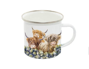 Field and Fur Gifts - Enamel Mug, Highland Cows, Village Gossip