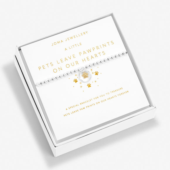 Boxed A Little 'Pets Leave Pawprints On Our Hearts' Bracelet In Silver Plating And Gold Plating by Joma Jewellery