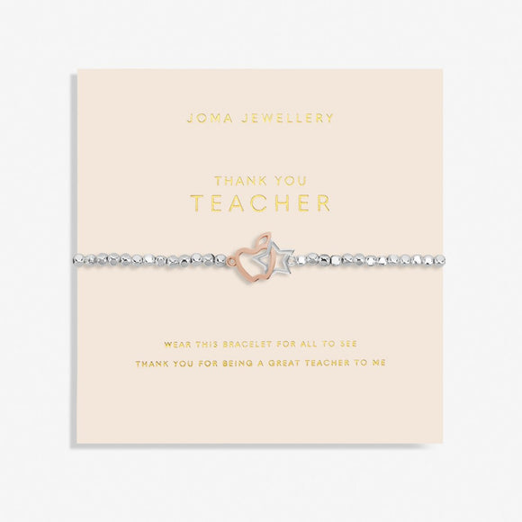 Forever Yours 'Thank You Teacher' Bracelet In Silver Plating And Rose Gold Plating By Joma Jewellery