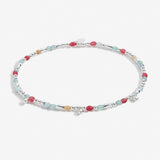 Multi Stone Anklet In Silver Plating By Joma Jewellery
