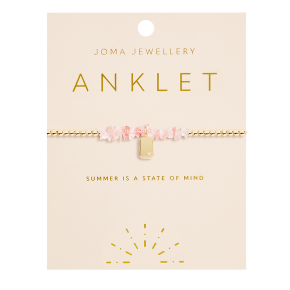 Pink Crystal Anklet In Gold Plating By Joma Jewellery