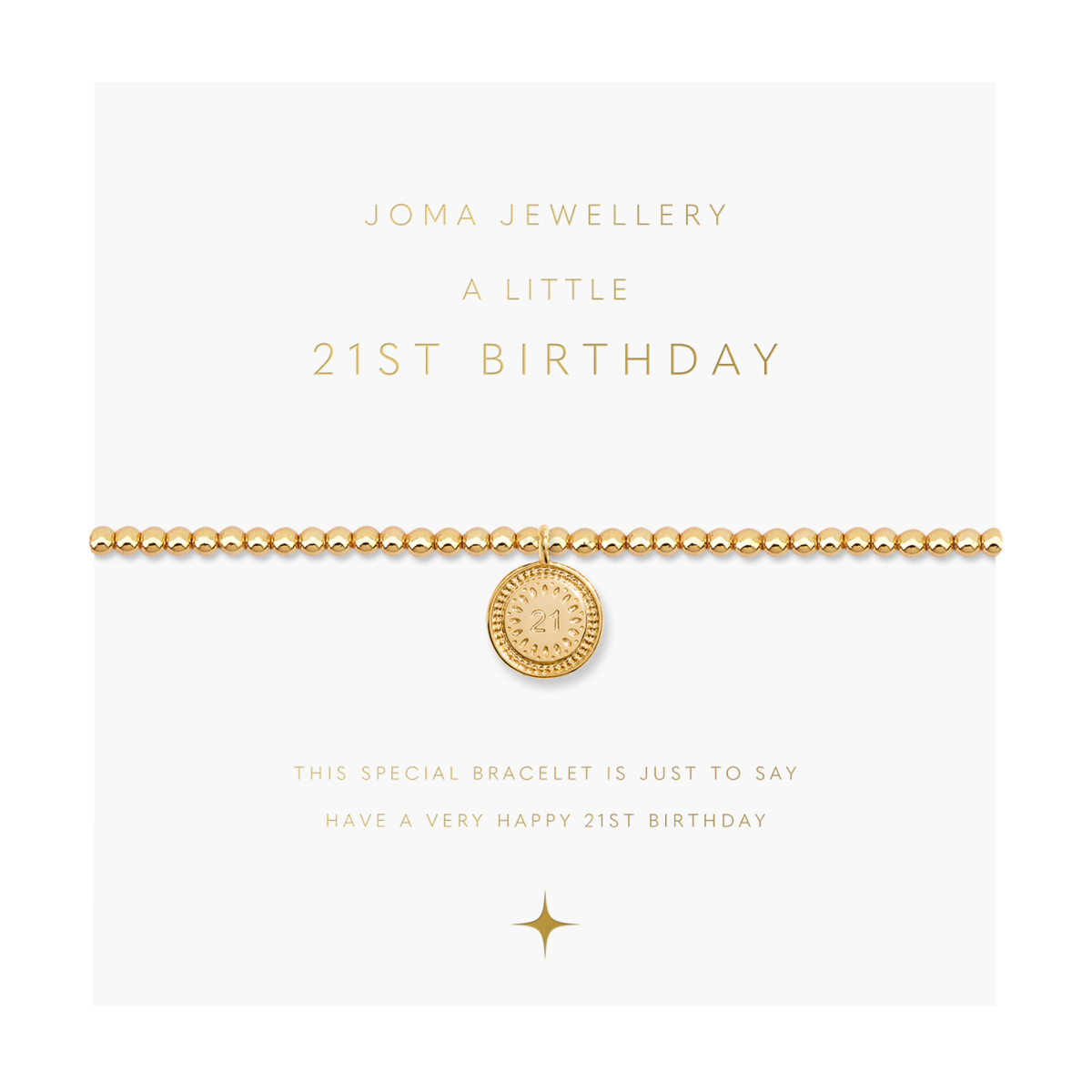 A Little '21st Birthday' Bracelet In Gold Plating by Joma