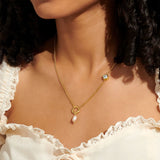 Solaria Baroque Pearl Necklace In Cubic Zirconia And Gold Plating By Joma Jewellery