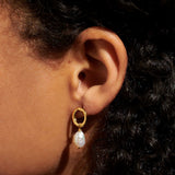 Solaria Baroque Pearl Earrings In Cubic Zirconia And Gold Plating By Joma Jewellery