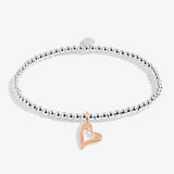 A Little 'Lucky To Have A Friend Like You' Bracelet In Silver And Rose Gold Plating Joma Jewellery